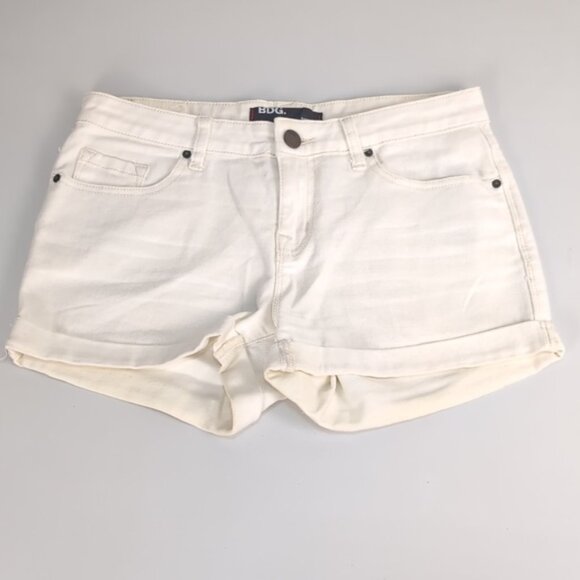 3/$20 BDG Urban Outfitters Mid Rise Shortie Shorts White Denim Jean Stretch - Picture 2 of 14